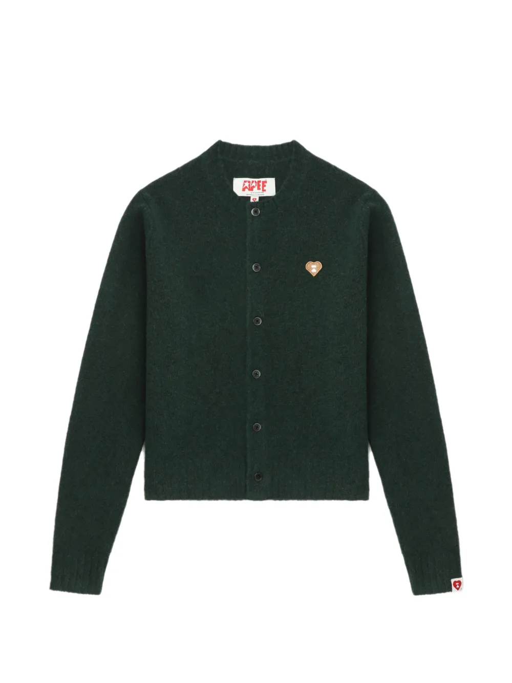 A BATHING APE® cardigan boutoné à motif cœur - Vert