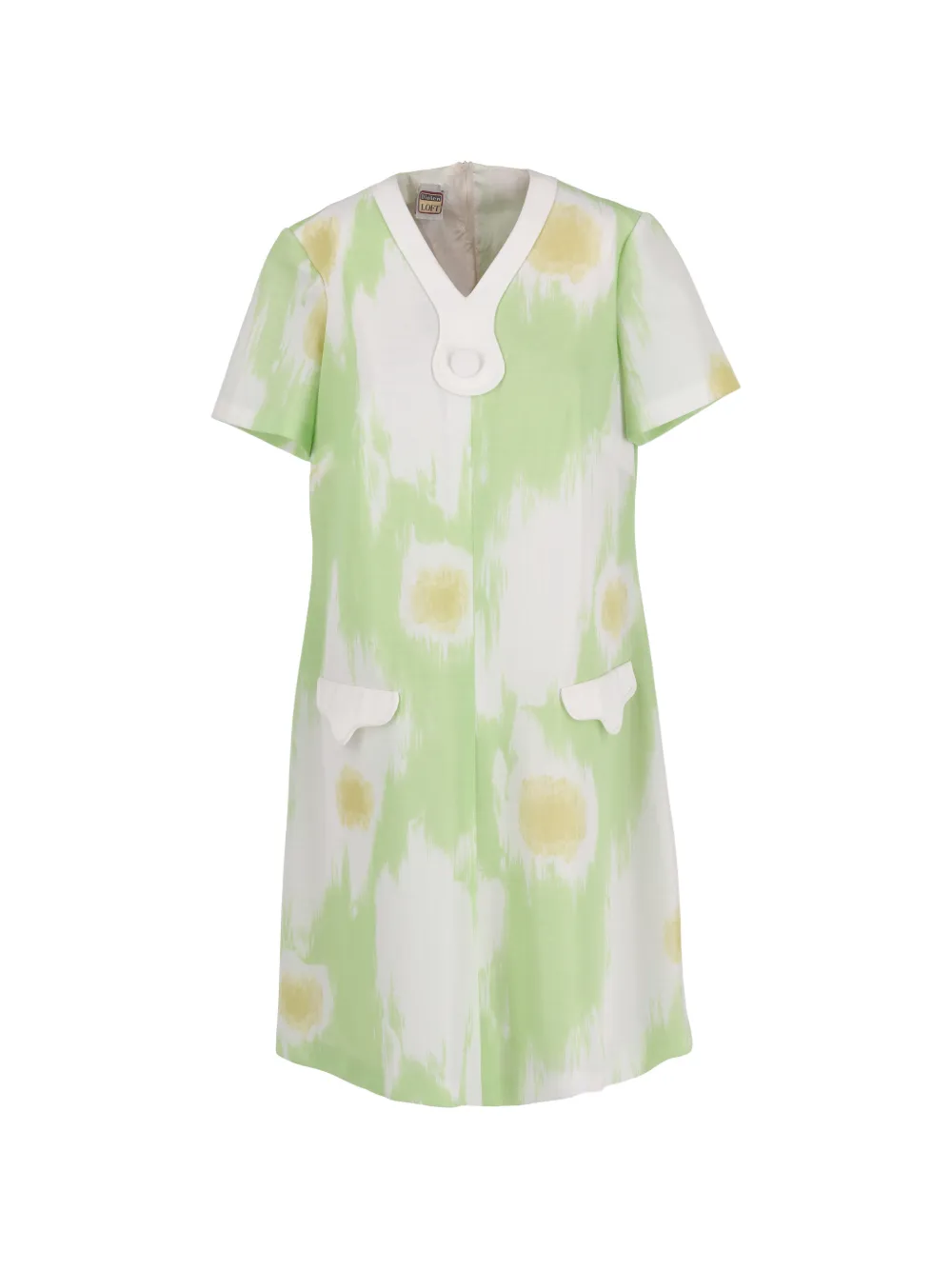 Vintage robe courte à col v - Vert