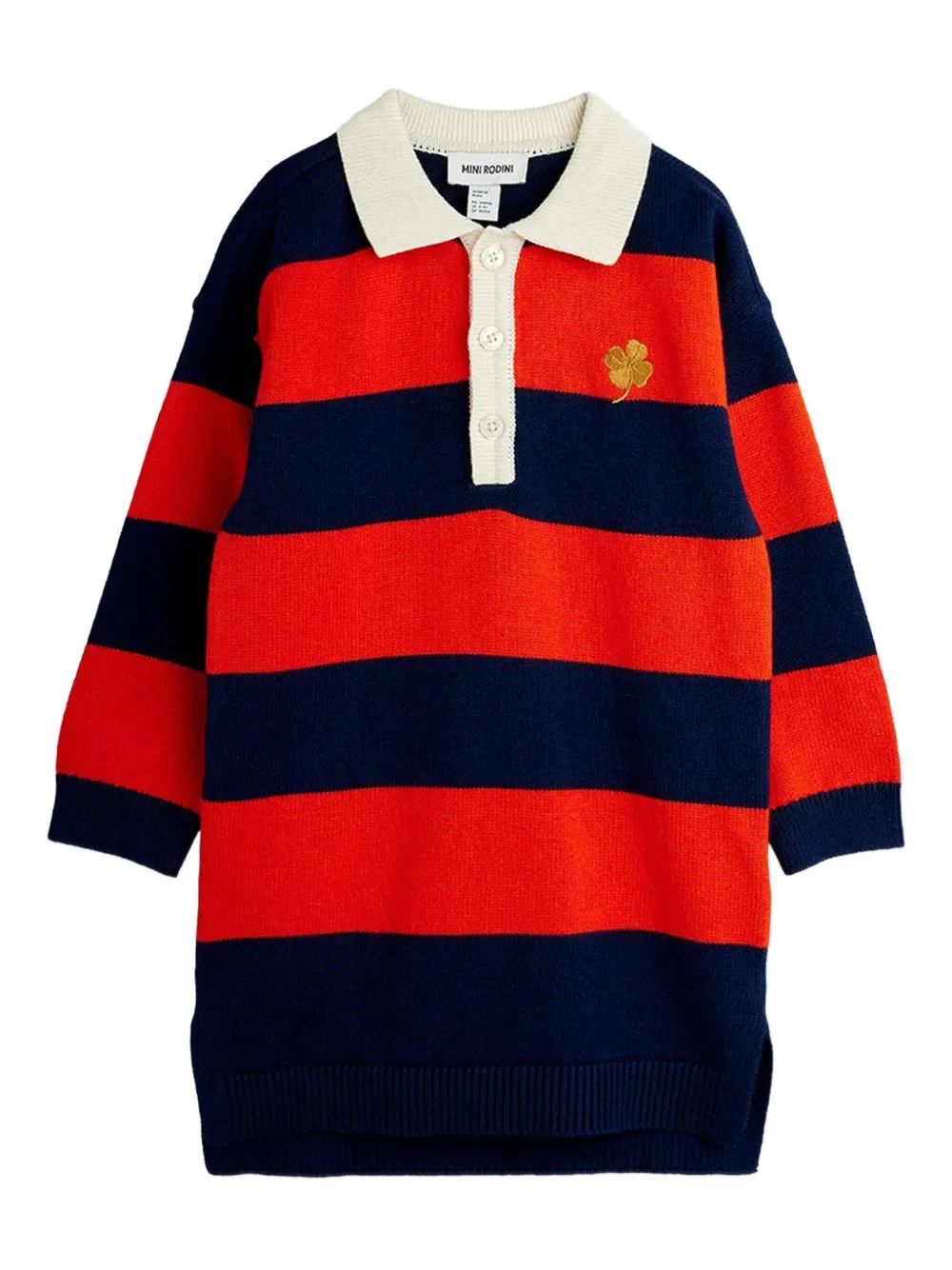 Mini Rodini robe rayée à appliqué trèfle - Noir