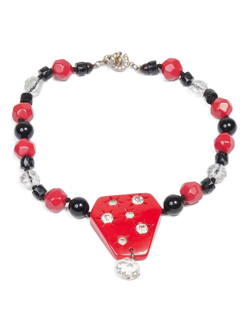 Vintage collier à perles (années 1980) - Rouge