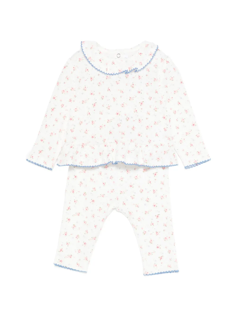 Tartine Et Chocolat ensemble pantalon à fleurs et volants - Blanc