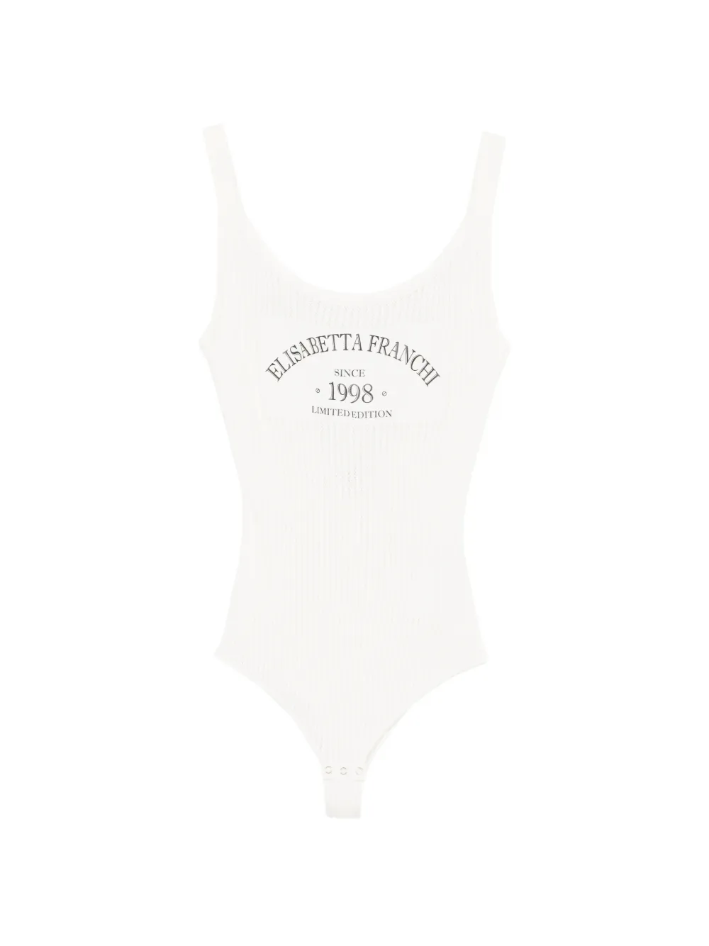 Elisabetta Franchi body côtelé à logo - Blanc