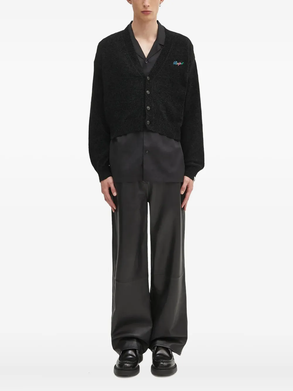 A BATHING APE® cardigan crop à broderies - Noir