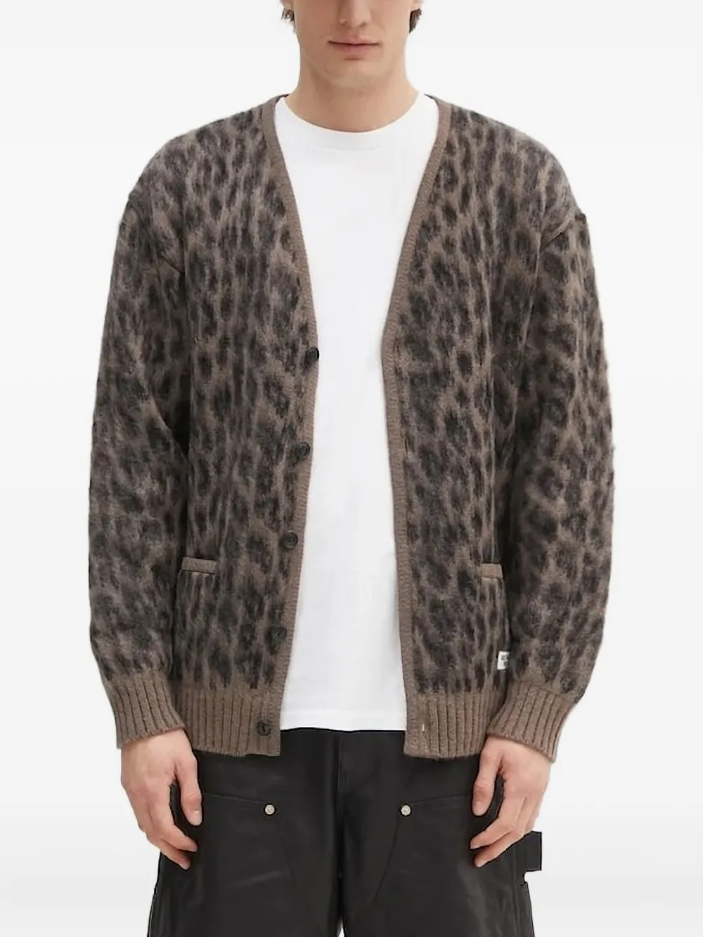 WACKO MARIA cardigan à motif léopard - Marron