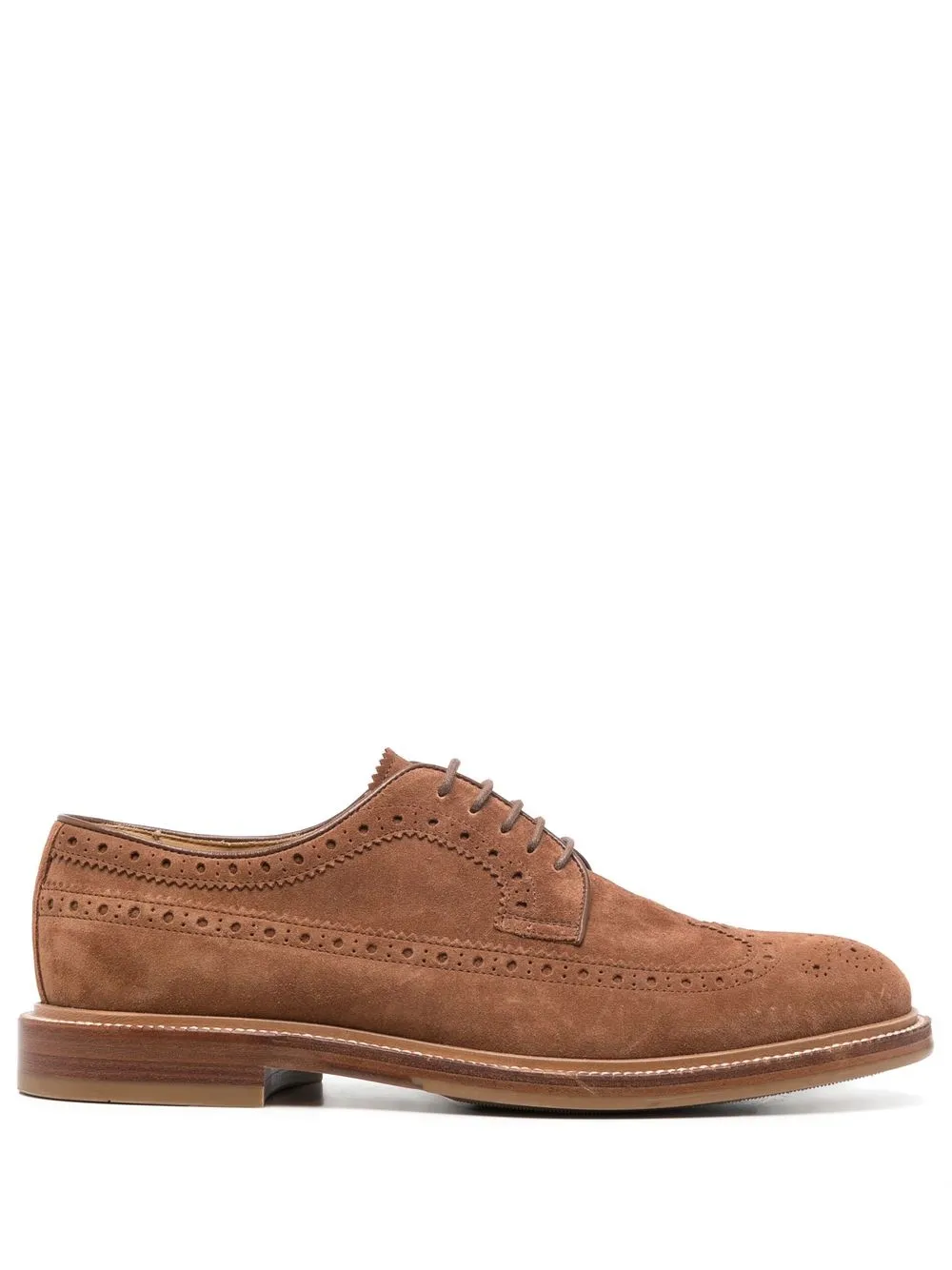Brunello Cucinelli chaussures oxford en daim à détails de perforations - Marron