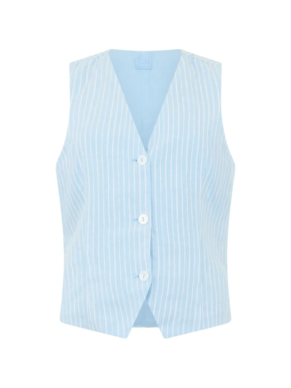 120% Lino striped button-down vest - Bleu