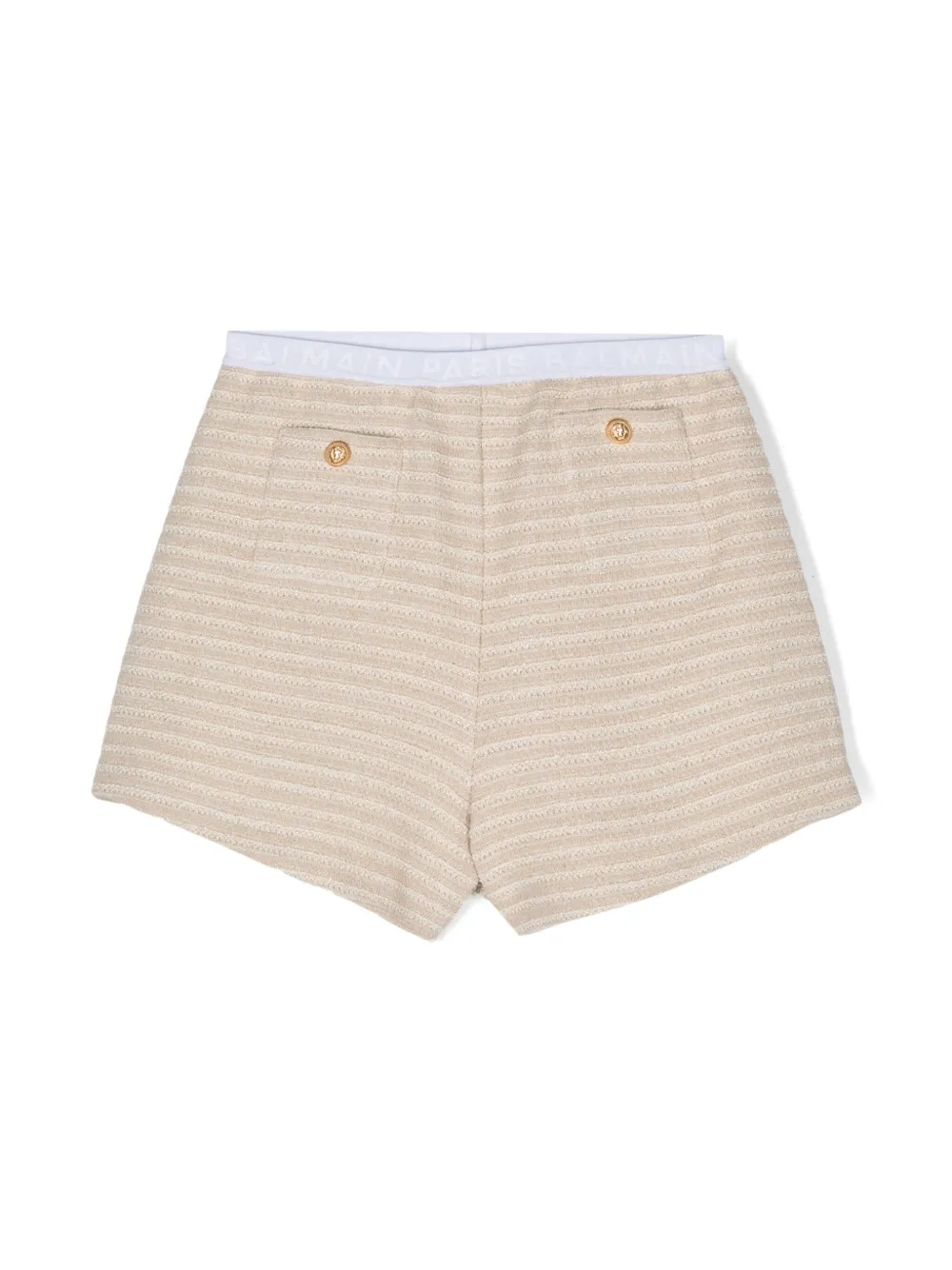 Balmain Kids short en maille à rayures - Tons neutres