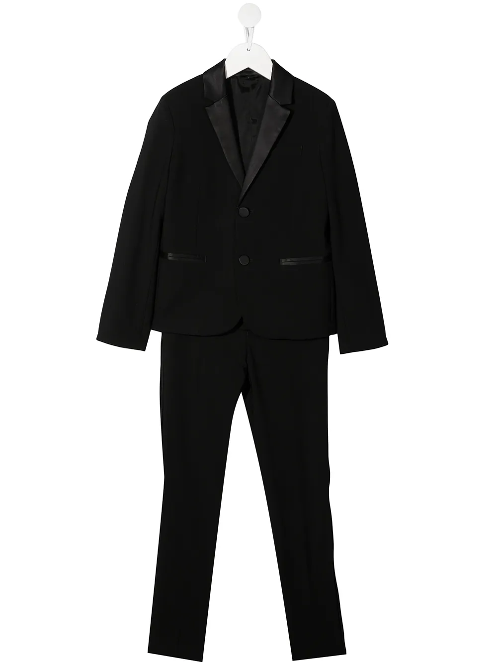 Emporio Armani Kids costume à revers crantés - Noir