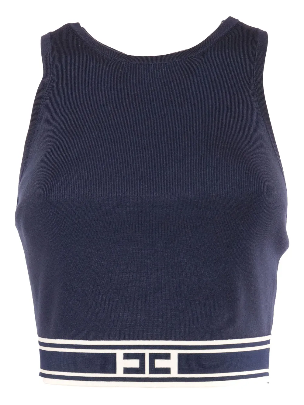 Elisabetta Franchi haut sans manches à bande logo - Bleu