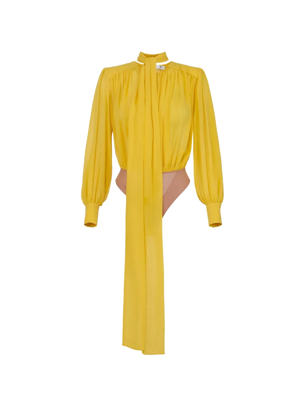 Elisabetta Franchi sash balloon-sleeve bodysuit - Jaune