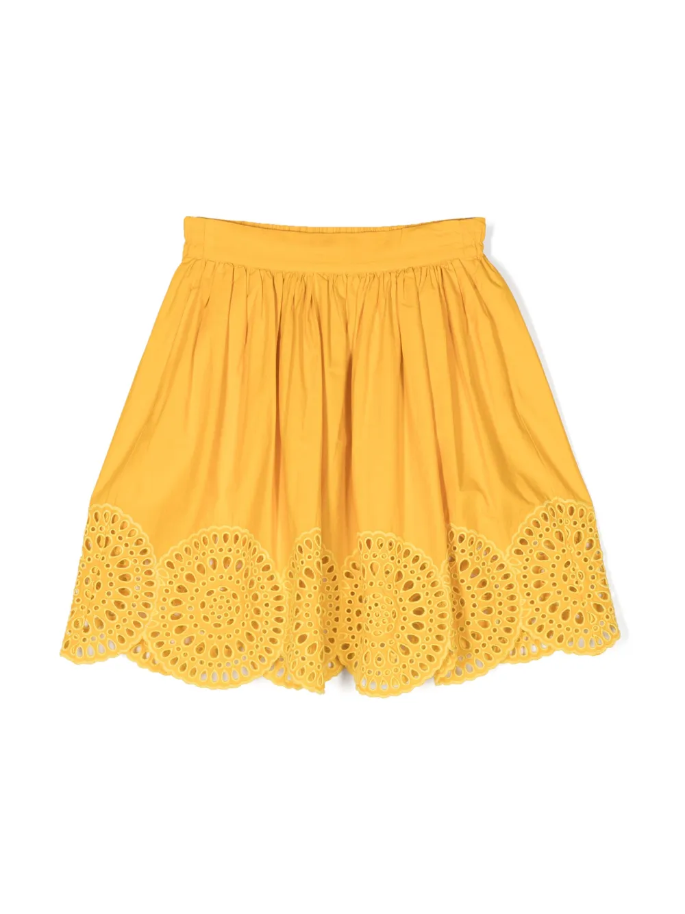 Stella McCartney Kids jupe en broderie anglaise - Jaune