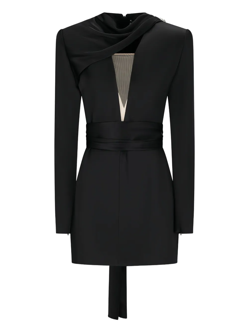 David Koma robe courte à détail de foulard - Noir