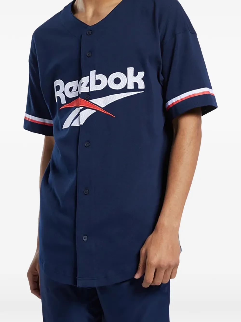 Reebok t-shirt Classics Baseball à col v - Bleu