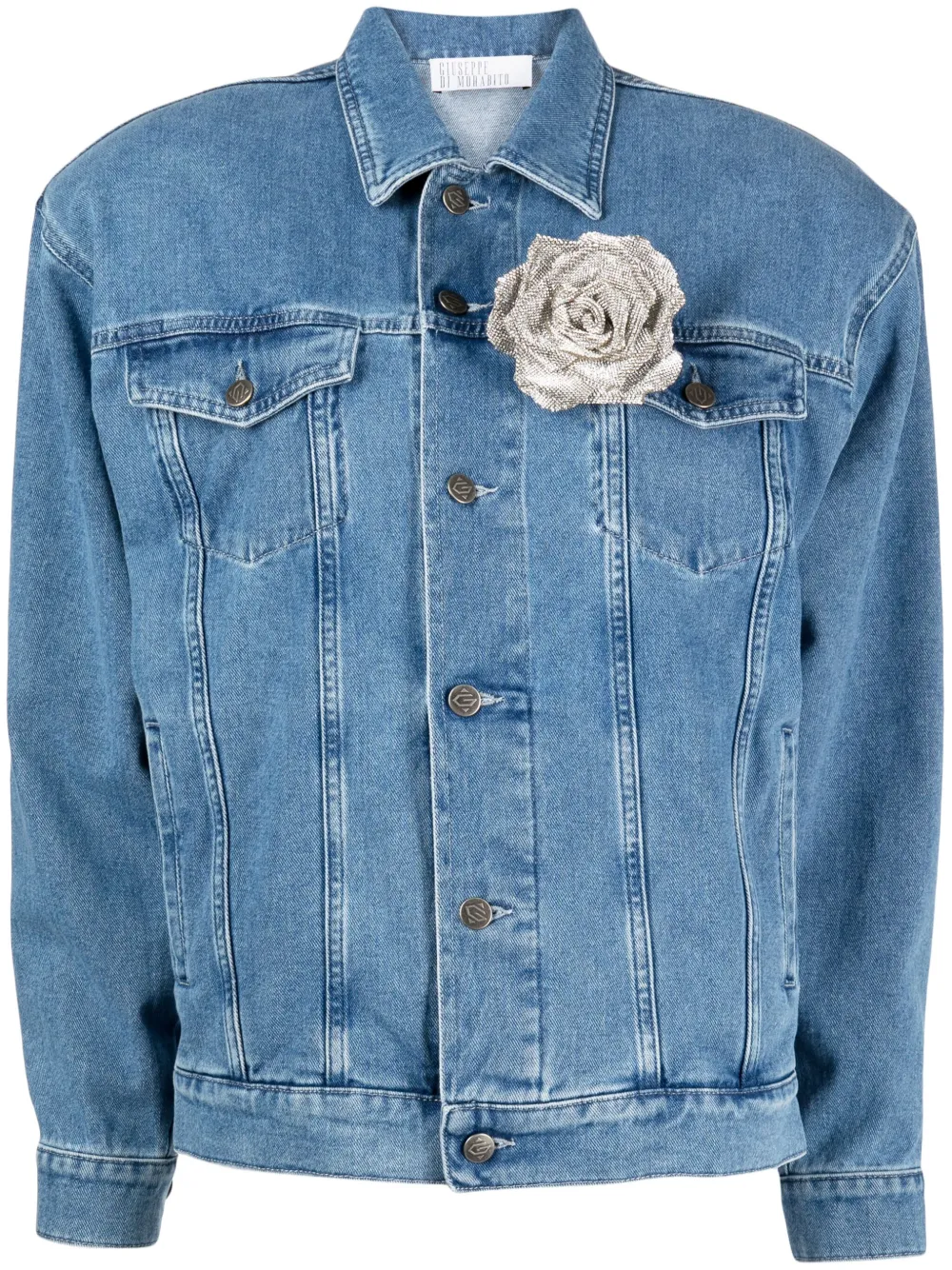Giuseppe Di Morabito veste en jean à fleur appliquée - Bleu