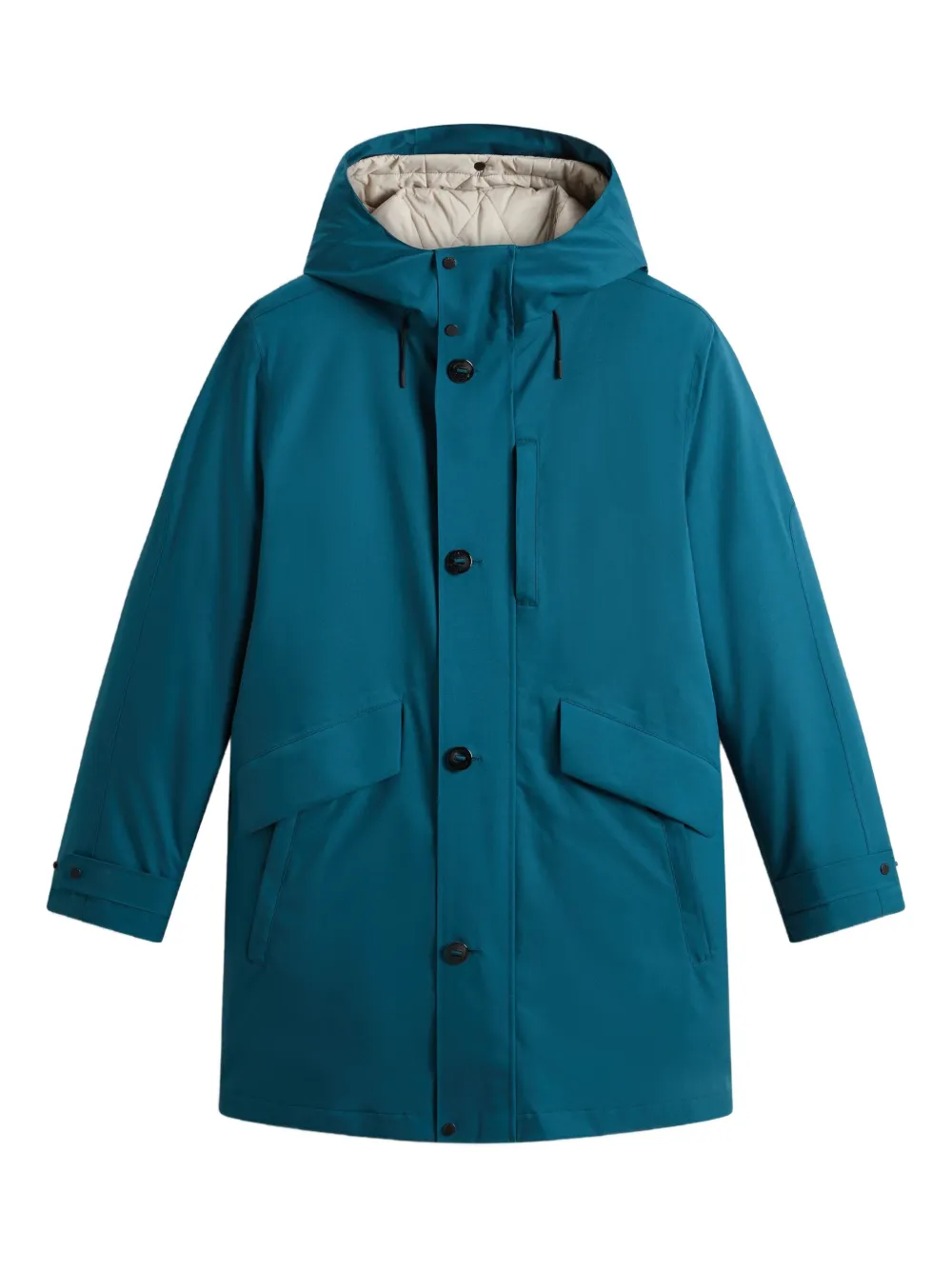 Woolrich imperméable boutonné à capuche - Bleu