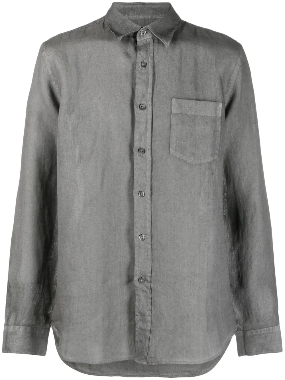 120% Lino chemise en lin à boutonnière - Gris
