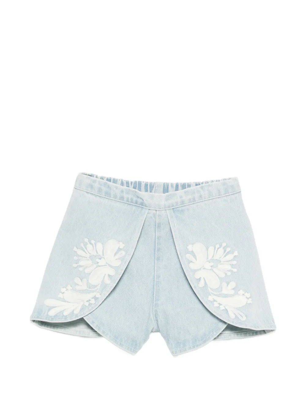 LOUISE MISHA KIDS short en jean à fleurs brodées Asya - Bleu