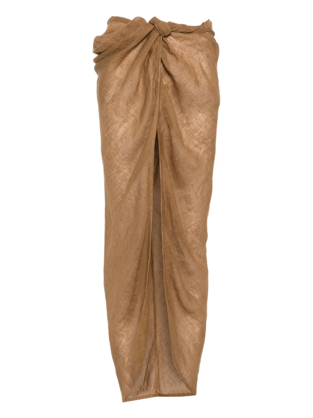 Le Kasha jupe en lin à détail noué - Marron