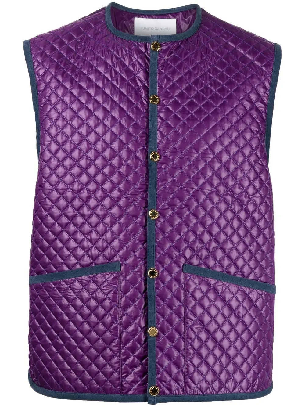 Fumito Ganryu gilet cintré à design matelassé - Violet