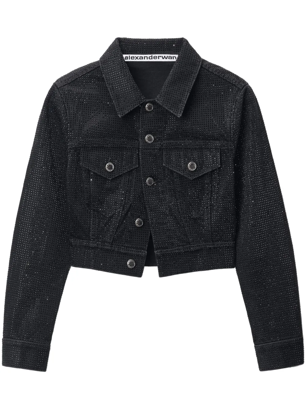 Alexander Wang veste en jean à ornements en cristal - Noir