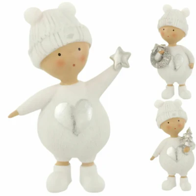 J-Line beeld kerst kind wit 17 cm 3 assorti | 12 stuks