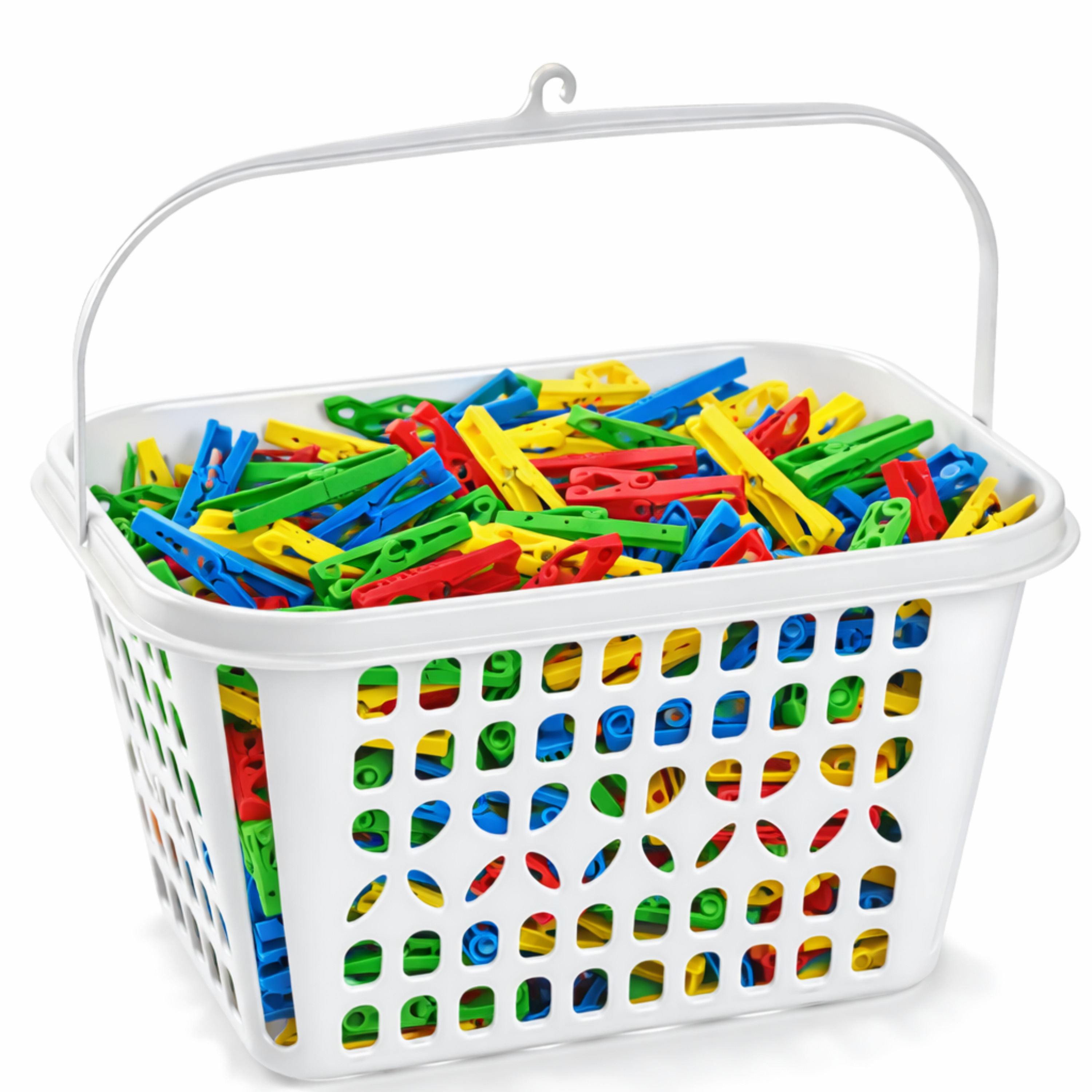 Plasticforte Knijpermandje - wit - kunststof - wasknijpertasje -