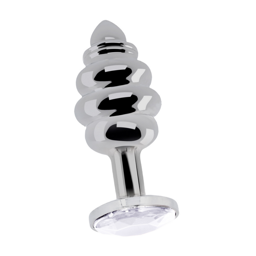 Geribbelde Diamant Plug - 2.8 / 7 cm - Zilver