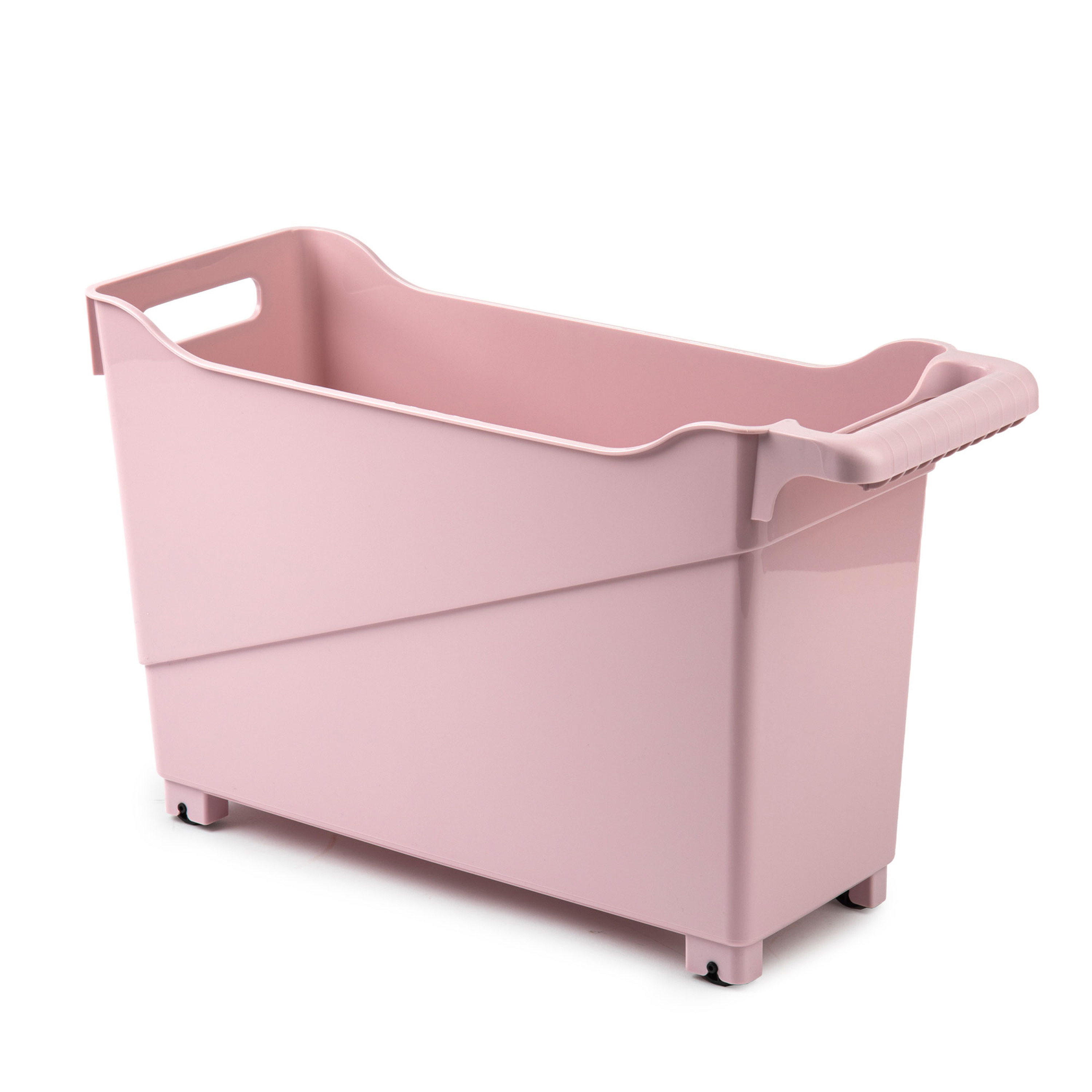 Plasticforte Trolley - pastel roze - L45 x B17 x H29cm - wieltjes -