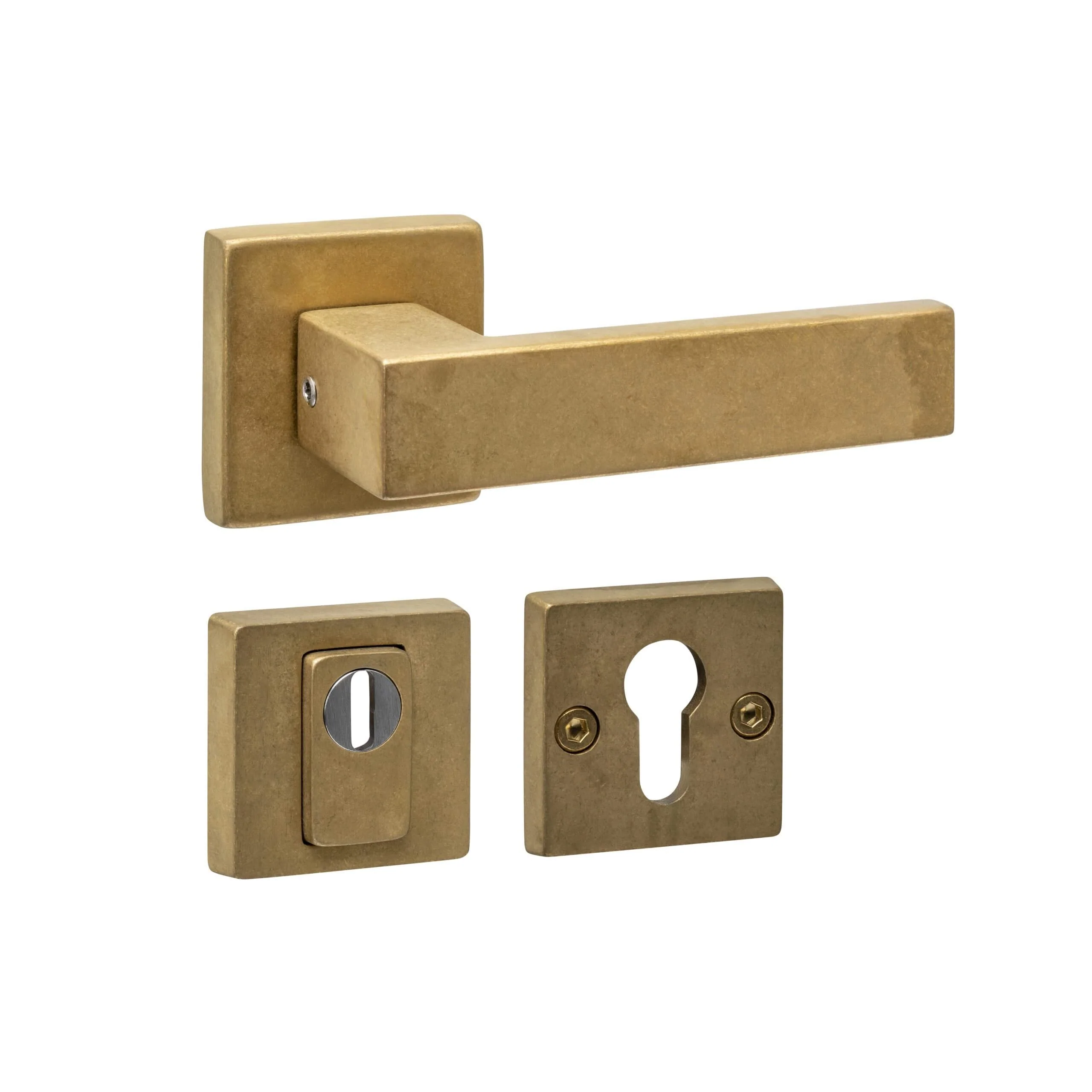 Intersteel | Deurkruk Amsterdam | Vierkant | PVD Messing Getrommeld