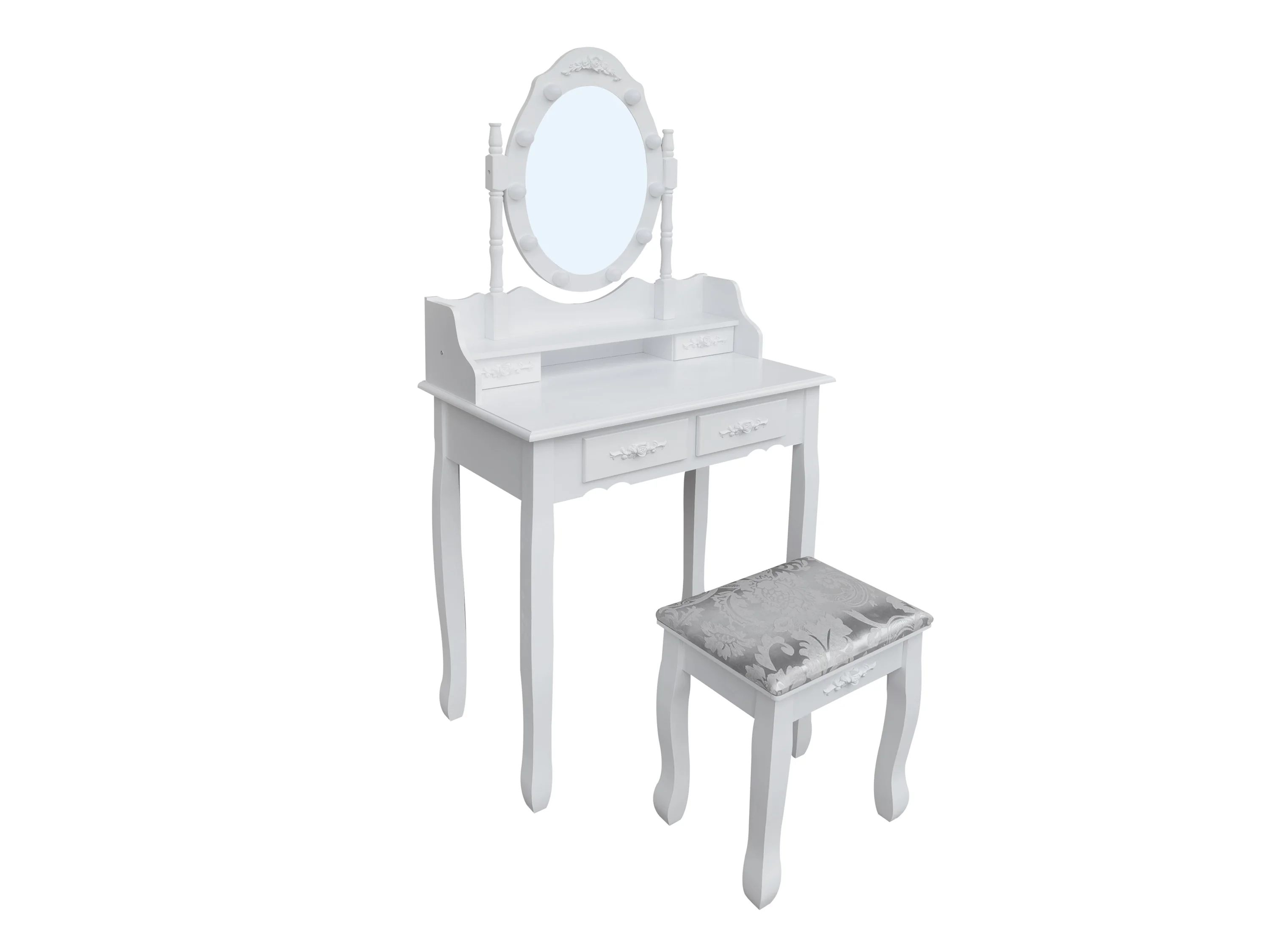 HOME DELUXE Make-up tafel met kruk Rosy (Wit)