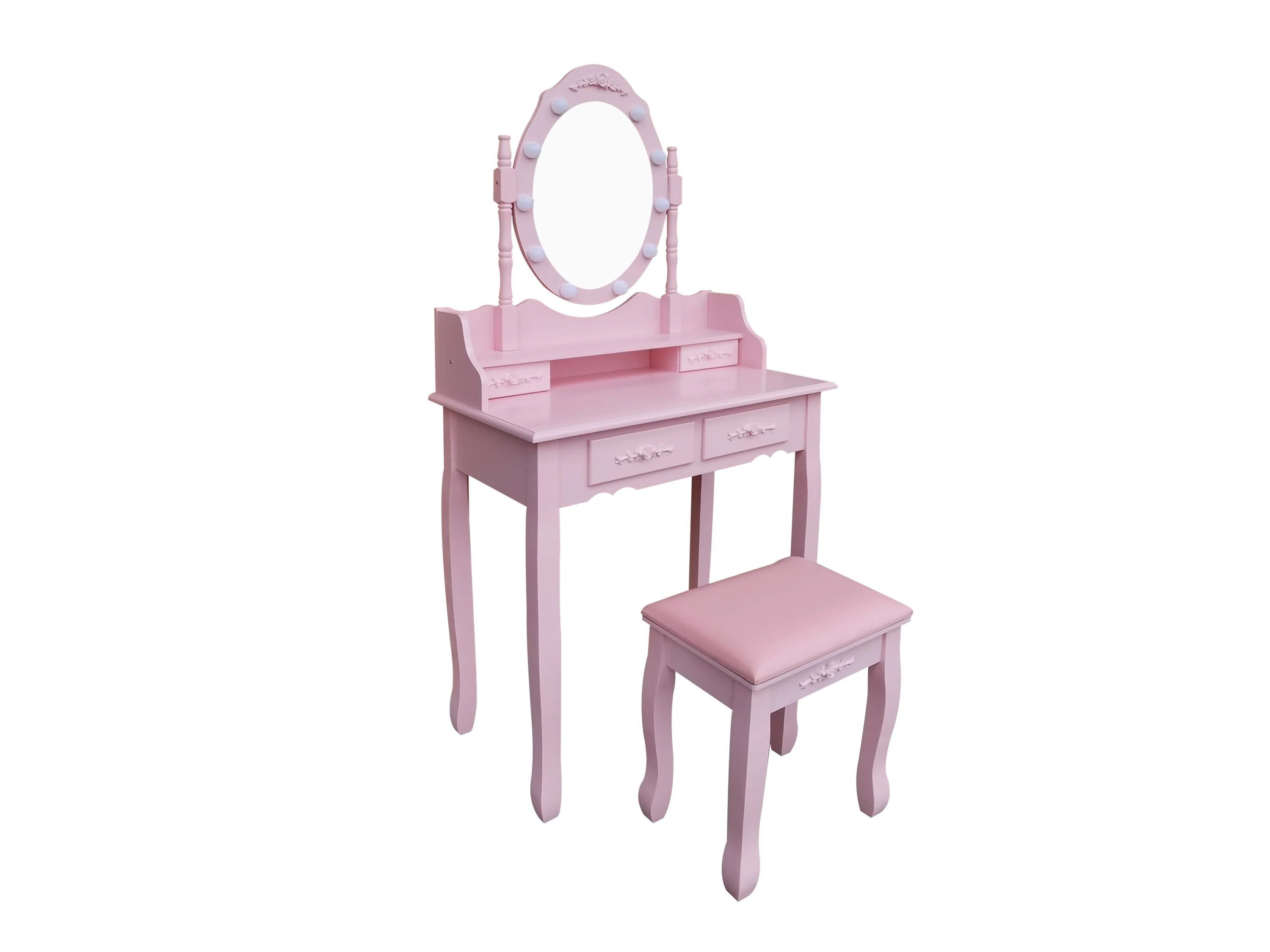 HOME DELUXE Make-up tafel met kruk Rosy (Lichtroze)