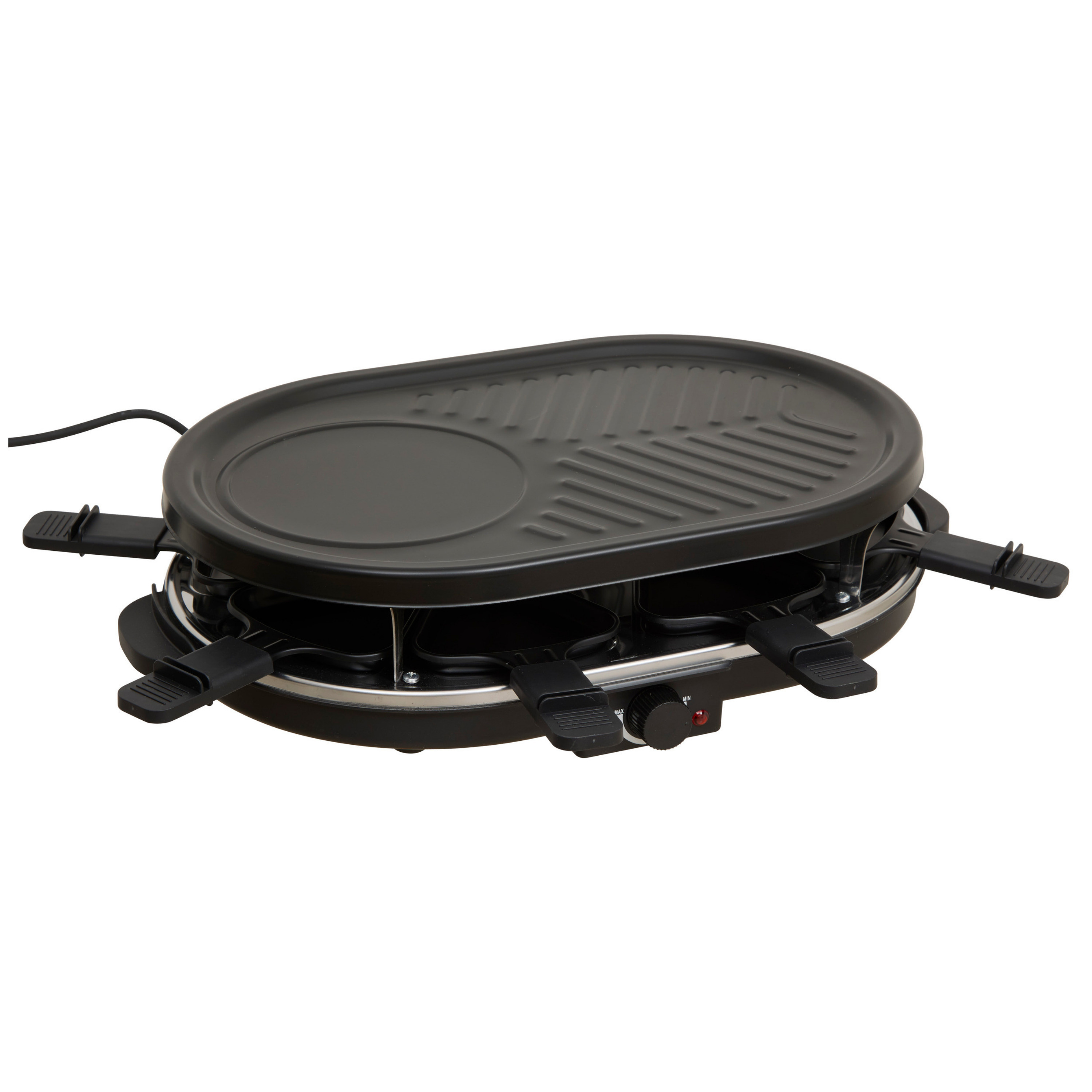 5Five Gourmetstel - 8 personen - 48 x 30 x 12 cm - RVS - zwart - grillplaat/raclette