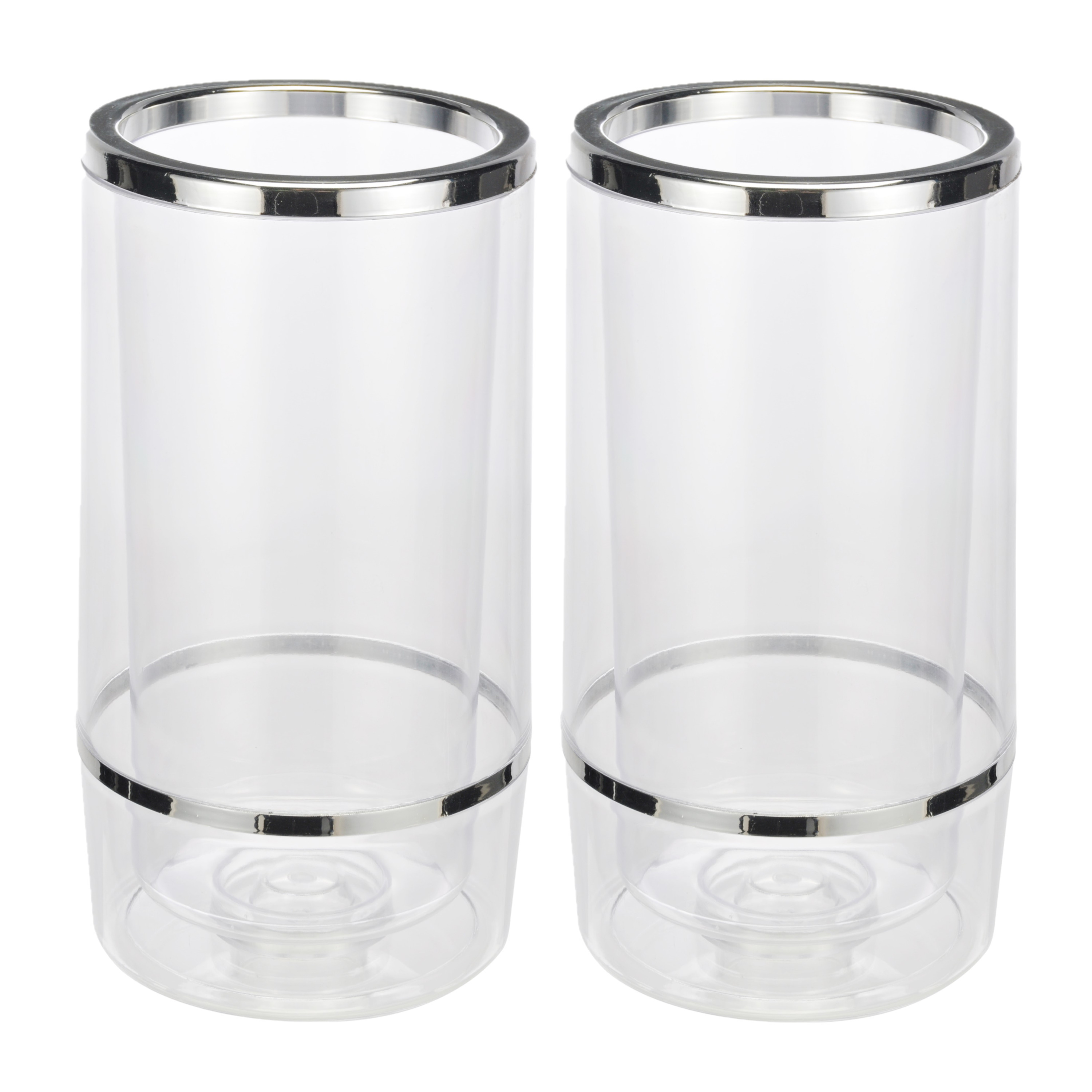 Wijnkoeler transparant kunststof - Set van 2x stuks - 12 x 23 cm - Champagnekoeler - Flessenkoeler