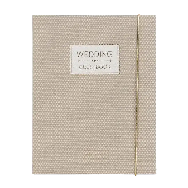 Pimpelmees Wedding Guestbook Mono Luxe Linnen Warm Nude