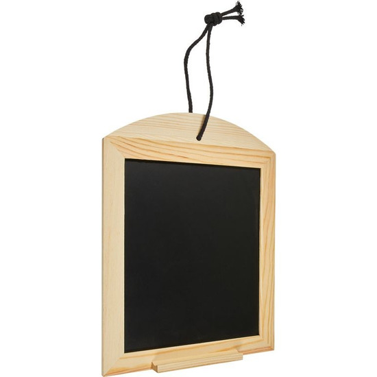 Houten krijtbordje schrijfbord - hout - zwart/bruin - incl. krijt - 24 x 34 cm