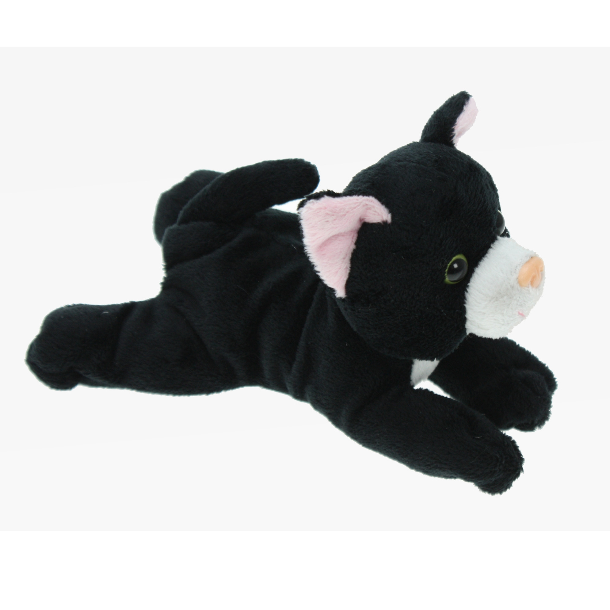 Cornelissen Pluche Lapjes kat / poes - zwart/wit - 17 cm - knuffel dieren - katten knuffels