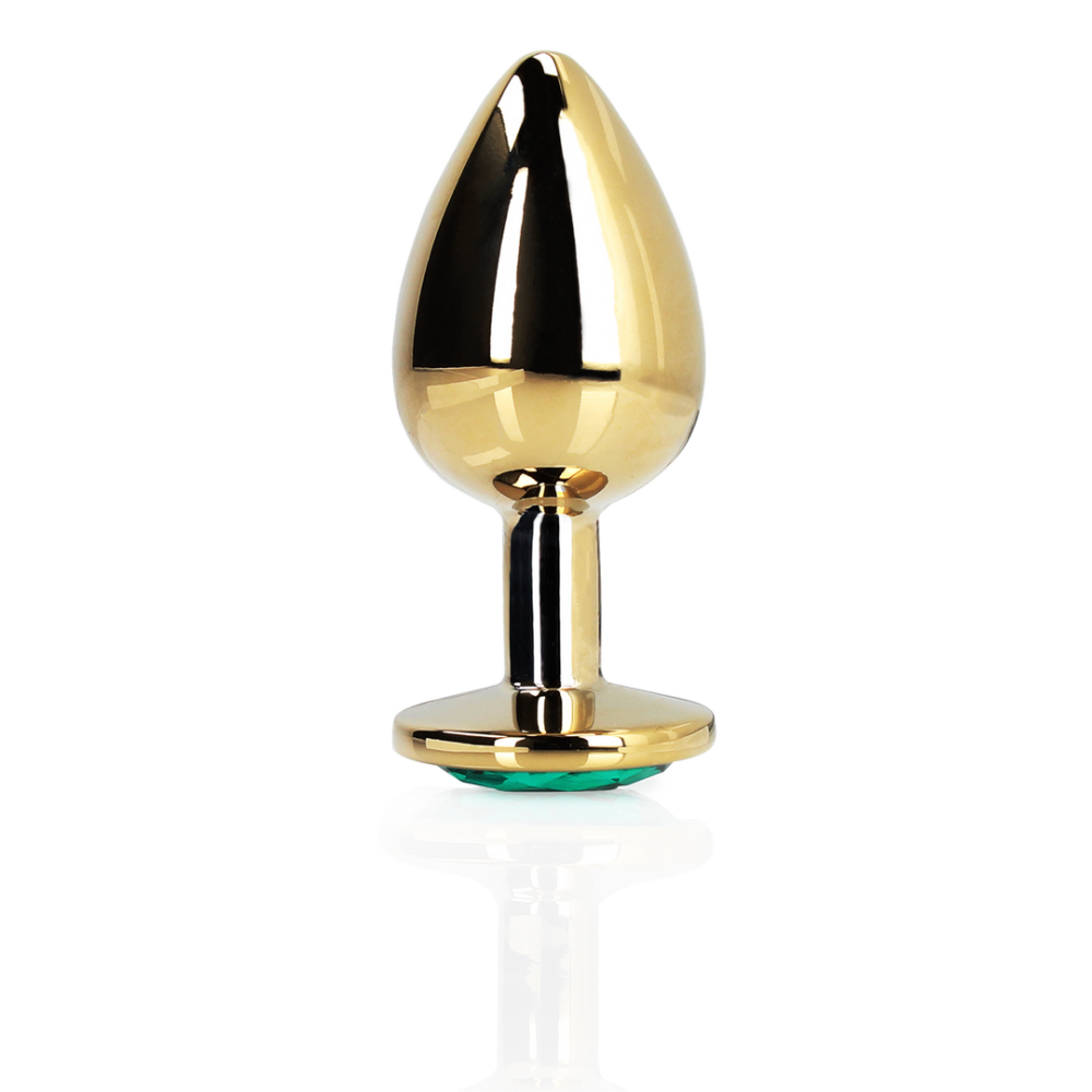 Ouch! by Shots Ronde Gem Buttplug - Groot - Goud/Emerald Groen