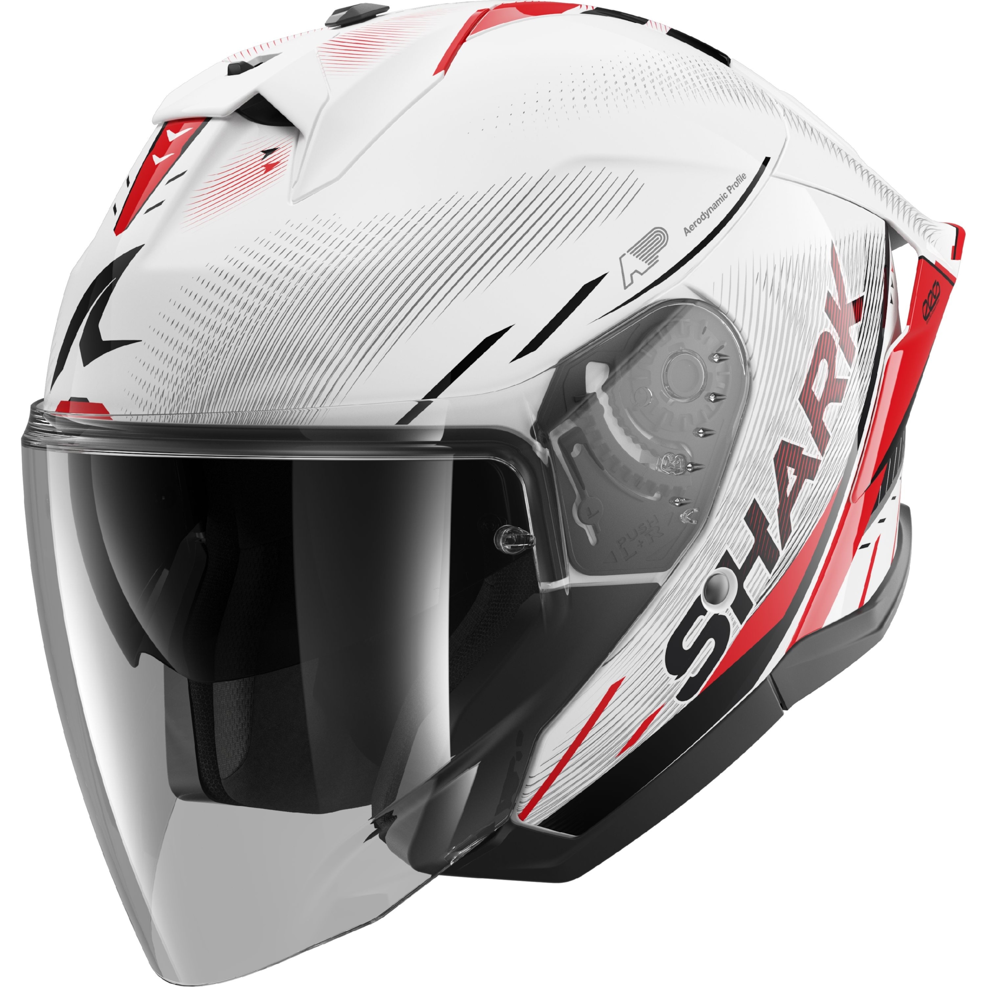 SHARK Skwal Jet Cup Speed-Tech, Jethelm of scooter helm, Wit-Rood-Zwart WRK
