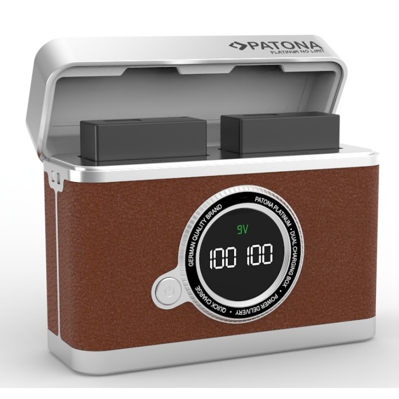 Retro desgin duo oplaadbox USB-C voor Sony NP-FW50 accu's