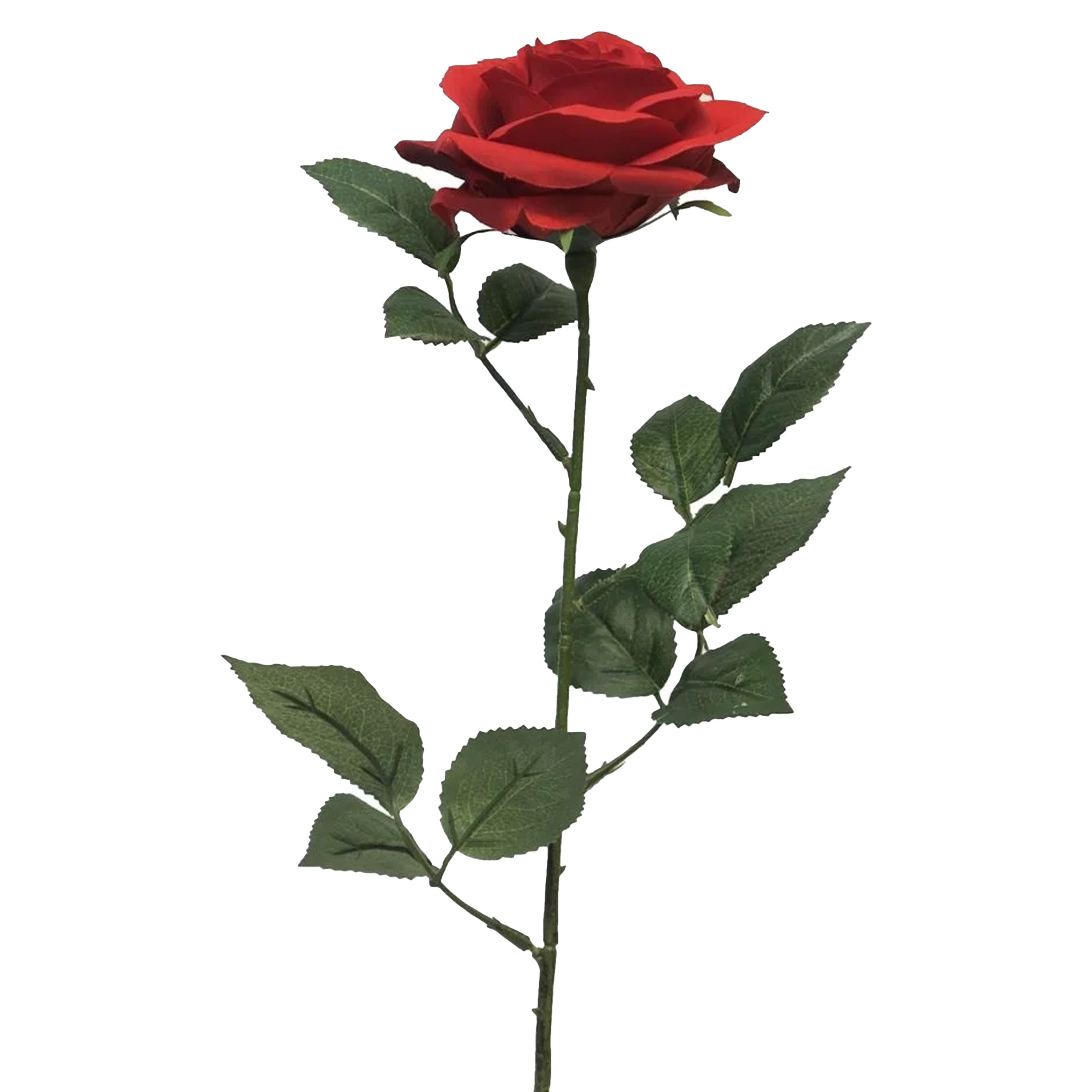Bellatio Design Kunstbloem Roos Dijon - 64cm - rood - rozen -