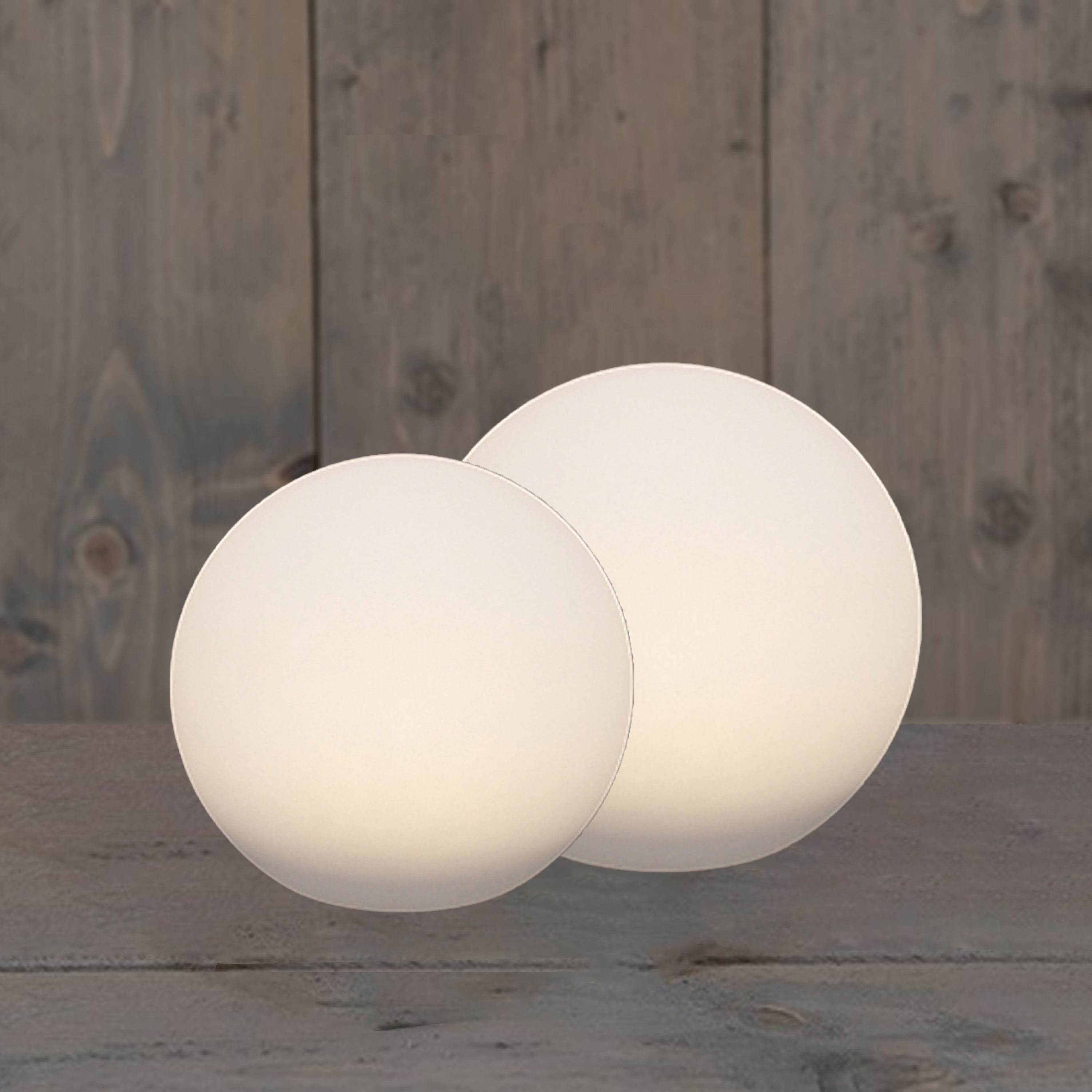 Solar bol lampen - set 2x - kunststof - D25 cm en D30 cm - warm wit - tuinverlichting -