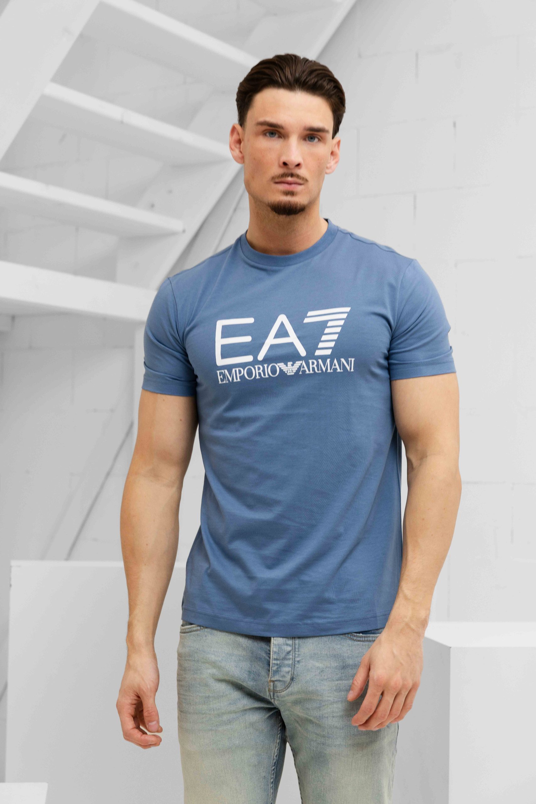 EA7 Emporio Armani 7M001412 T-Shirt Heren Blauw - Maat XS - Kleur: Blauw | Soccerfanshop