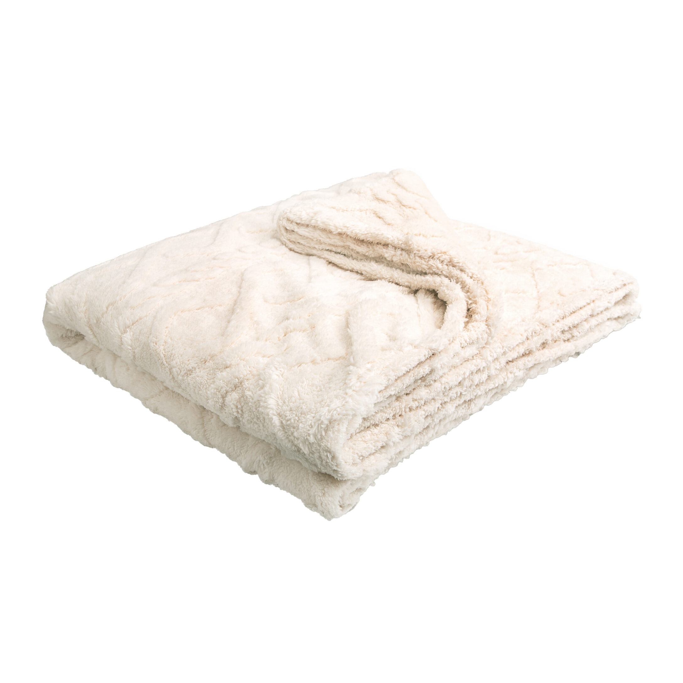 QUVIO Plaid met patroon - Poleyester - 200x230 cm - Beige