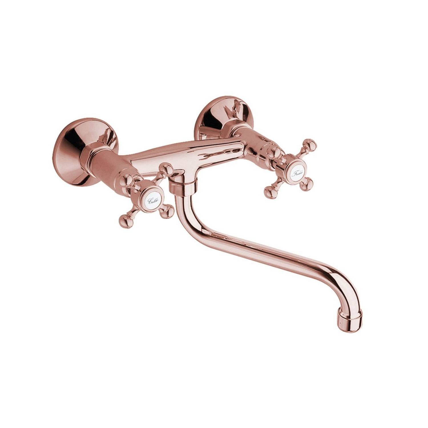 Inbouw Wastafelmengkraan Sapho Antea 2-knop Gebogen Uitloop 19 cm Rose Goud Sapho