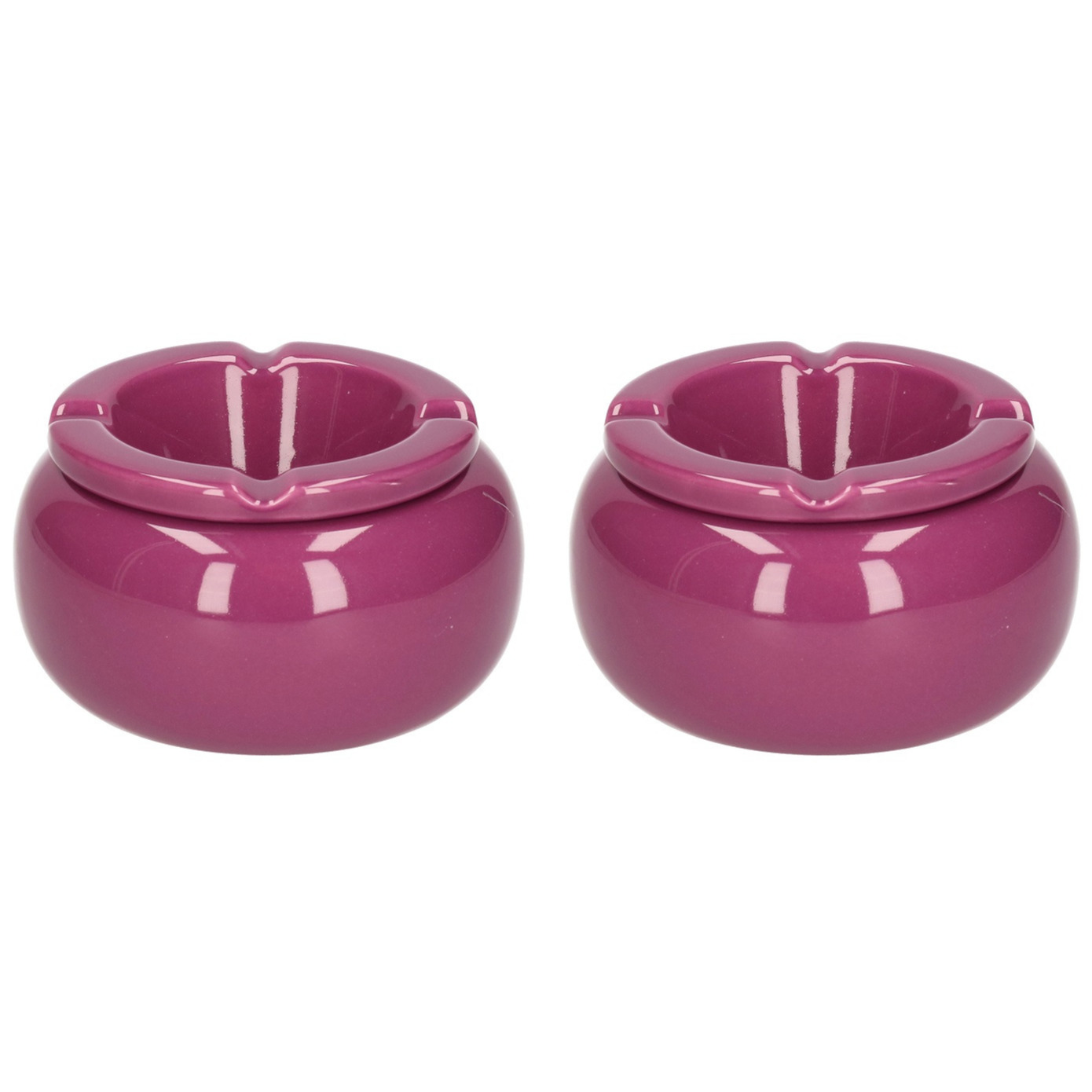 2x stuks Ronde stormasbakken paars 11 cm