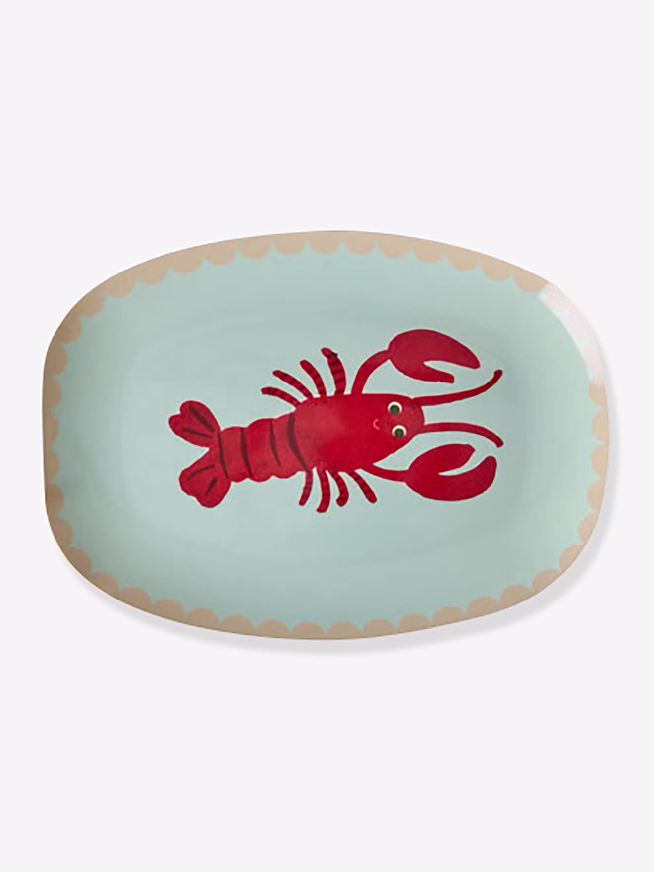 Kleine rechthoekige melamine bord met krab rice print hemelsblauw