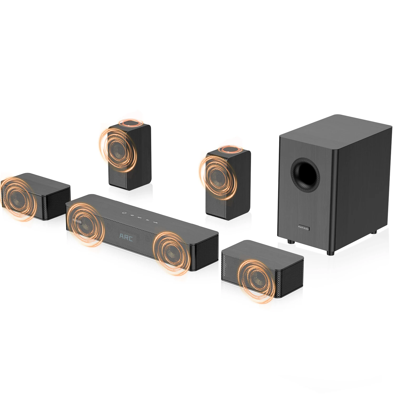 Hiwill-Audio N512 400W 5.1.2CH Soundbar Home Theater bluetooth Surround Sound System 4 Surround Speakers Center Speaker