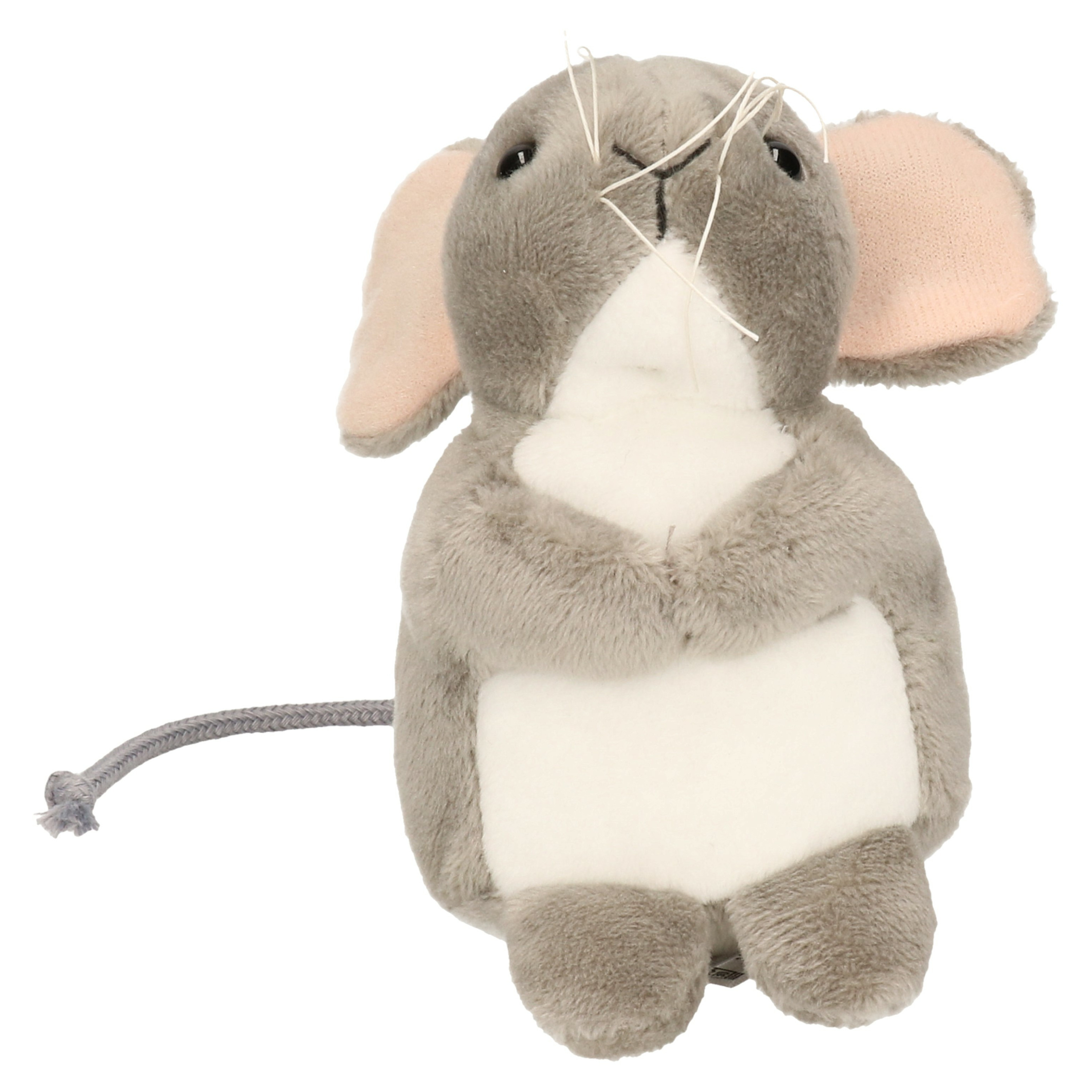 Hermann Teddy Knuffeldier Muis - pluche stof - premium kwaliteit knuffels - grijs - 11 cm -