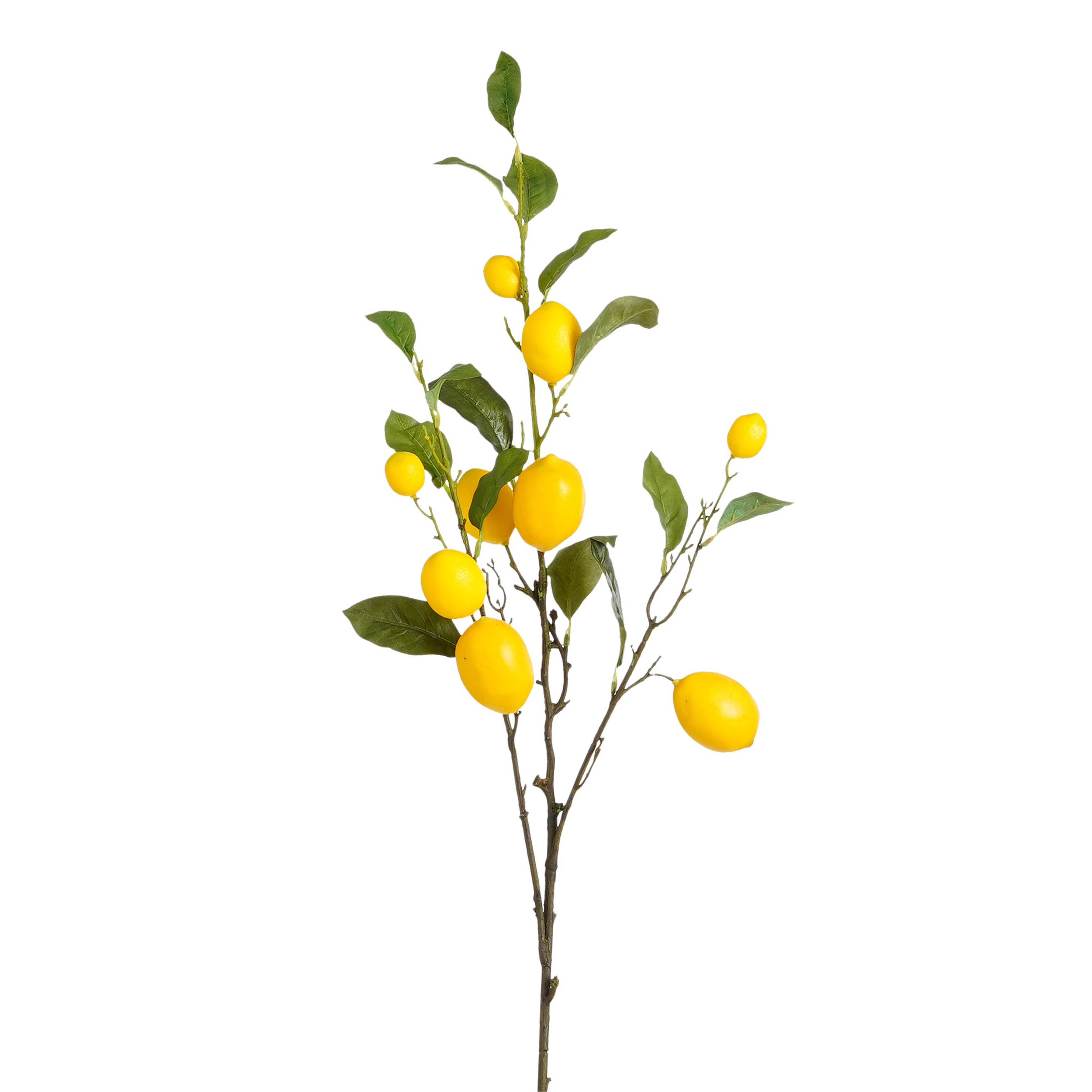 Kunstplant takken citroen - H104 cm - groen/geel - kunststof - lange siertakken