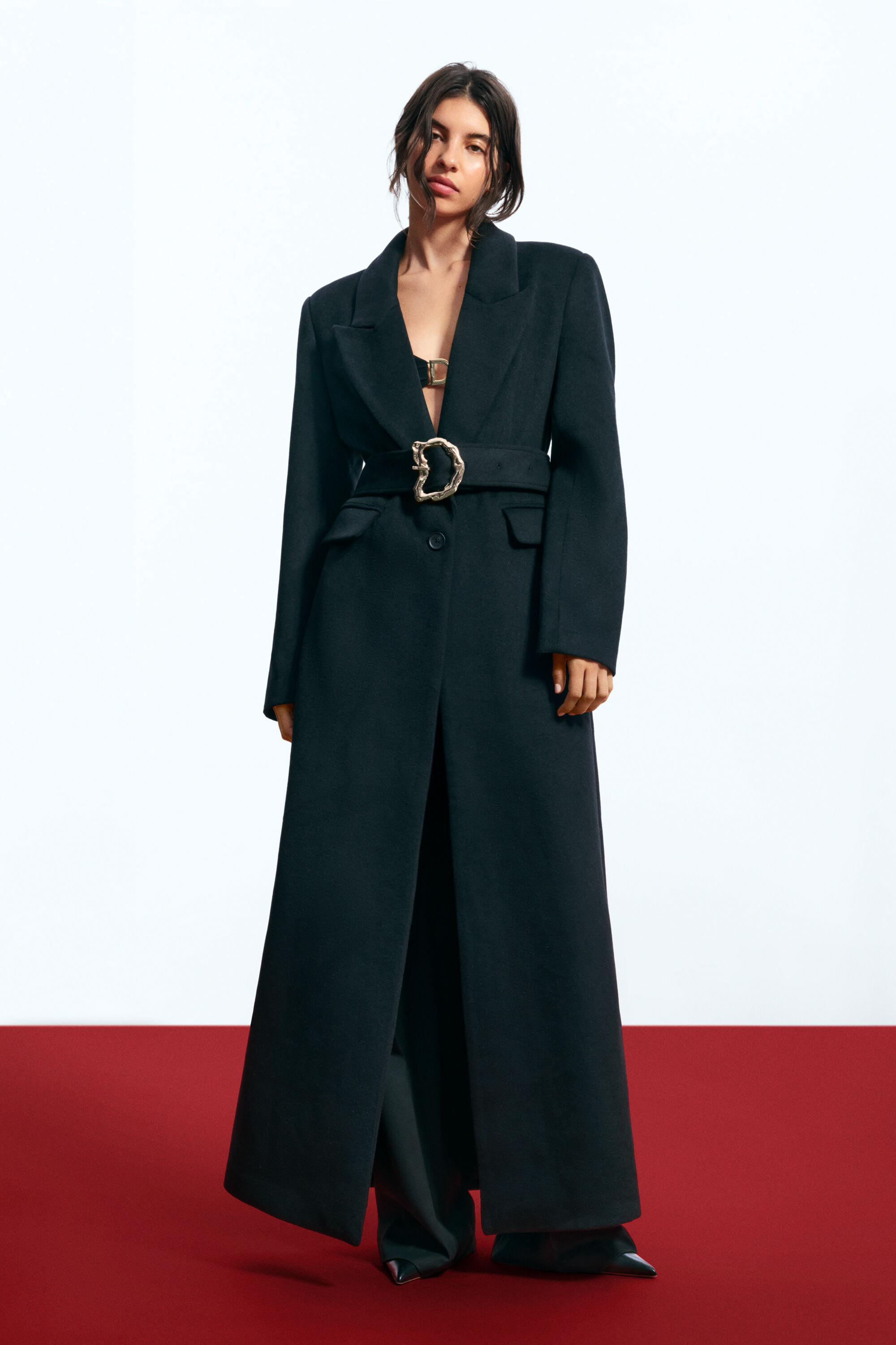 Desigual, Lange wollen mantel Egonlab, Zwart, S